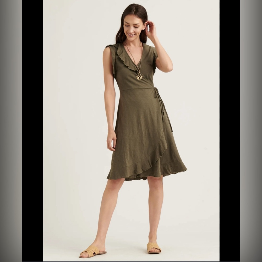 Lucky Brand Gray Wrap Midi Dress